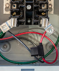 Close-up of 2 Pack Inline Fuse Holders 12V 14AWG Waterproof Fuse Holder with 20A ATC/ATO Blade Fuses connected to electrical circuit