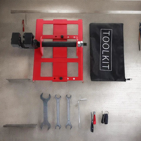 Heavy Duty Chain Saw Rail Positioner Attachment For Portable Mills And Timber Bucking Projects Featuring Built Tough Steel Construction and alignment tools