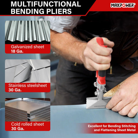 MAXPOWER sheet metal hand seamer with red handle; 3-inch and 6-inch straight jaws, 2-pack