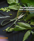 Indoor Plant Snips With Storage Caddy Pro Grade 6 Inch Plant Pruning Shears With Forged Stainless Steel Blades on leaves