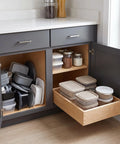 High End Pull Out Cabinet Drawer 16 Inch Wide By 21 Inch Deep Crafted From Solid 9 Ply Baltic Birch Wood With Dovetail Joints And Smooth Full Extension Tracks making kitchen storage accessible.