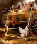 Large Chicken Roosting Bars For Coop 55 Inch Perch With Sturdy Metal Frame Easy To Clean Roost Ladder For Hens in barn setting