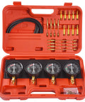 Carburetor Vacuum Synchronizer Gauge Set For Motorcycles And 2 To 4 Carb Systems, 4 gauge sync tool kit in red case