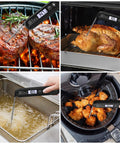 Ultra Fast Digital Meat Thermometer With Backlight And Foldable Probe For BBQ Grilling Frying Oven Cooking Candy Making Instant Read In 2 To 3 Seconds Waterproof And Accurate To 1 C Range From -58 F To 572 F used in cooking meats, frying, and grilling.