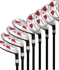 Senior Mens Golf Hybrid Complete Set With Premium Graphite Shafts, Right Handed, Midsize K5s Design, club heads 3 to PW
