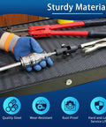 Person holding Heavy Duty Locking Pliers And Vise Grip Slide Hammer Puller Set For Fastener Removal And Body Work 9.8 Inch Pliers And 2 Pound Hammer With Quick Release Swivel Connector Gearoll on a workbench.