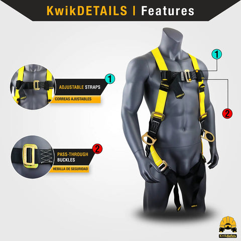 Thunder Full Body Safety Harness for Construction and Roofing Heavy Duty Fall Protection Gear ANSI Z35911 2021 OSHA Compliant