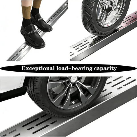 Heavy Duty 304 Stainless Steel Trench Drain Kit with Grid Grate and Coupling for Outdoor Pool Deck Driveway or Garage under vehicle wheel and foot.