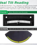 Detailed view of Rock Solid RV Bubble Level Featuring High Visibility Dial And Minus Seven To Seven Degree Graduated Scale with markings.
