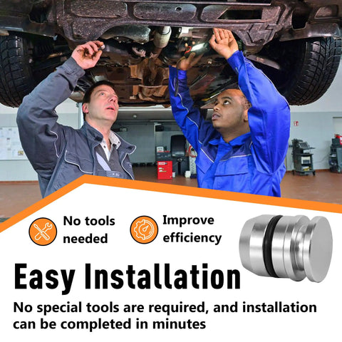 Two mechanics inspecting under a vehicle with a Heavy Duty Speedometer Block Off Plug Kit For TH350 TH400 Transmission.