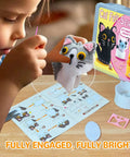 Child sewing a kitten with Cat Sewing Kit For Kids Beginners Starter Kit With Pre-Punched Felt Learn To Sew For Ages 6 To 12