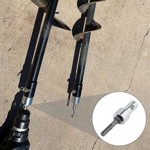 Garden Auger Drill Adapter Kit Lets You Run 4-Inch And 6-Inch Earth Augers On Any Half-Inch Corded Or Cordless Drill With A 20mm Round Chuck Connection Includes SDS Plus Shank And Square Shank Carbon Steel Construction