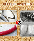 Comparison of heavy-duty screw conveyor components and materials; manganese steel and red hose upgrades vs. traditional options