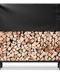 Heavy Duty Four Foot Firewood Rack Workhorse With Cover Set, One Quarter Cord Capacity, Thick Steel Tubes, Outdoor Use