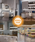 Crazy Bright COB LED Strip Light 32.8ft 10m With 5040 LEDs 6000K showing use in cabinets, shelves, and retail displays.
