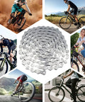Universal Bike Chain For Six To Twelve Speed Bikes With Tough As Nails Strength, shown on various bike types and landscapes.