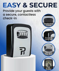 Beefy Outdoor Key Lock Box Wall Mounted With 4-Digit Code Heavy-Duty Weatherproof Key Safe, showing features like durable lock box and key hooks.