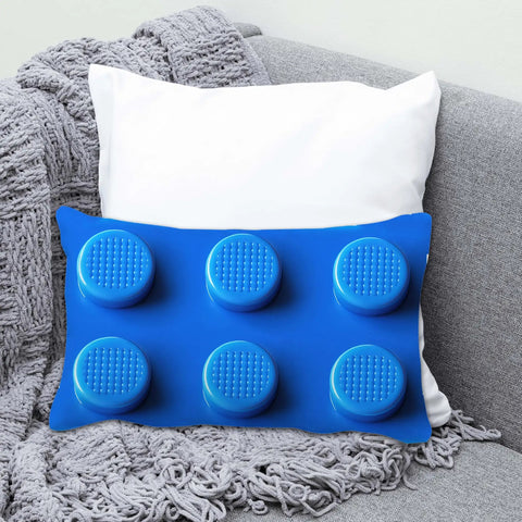 Blue Building Brick Print Throw Pillow Cover For Kids And Gamers 12x20 Inch Construction Block Pattern Cushion Case For Playroom Home Decor Perfect Gift For Boys And Girls, front view