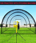 Backyard Baseball Batting Cage 32 By 12 By 8 Feet Portable Netting With Frame For Hitting And Pitching Practice with machine