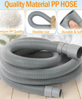6.8 Feet Washing Machine Drain Hose Extension Kit with durable PP material, includes extension adapter and clamps for flexible use