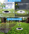 Solar Ground Lights 12 Pack Waterproof Outdoor Pathway Lights With 12 LEDs Bright White Illumination in a rainy garden