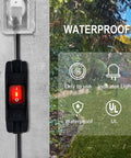 Outdoor Waterproof On Off Switch Extension Cord Heavy Duty 125V 250V SJTW 14 AWG Black Cable 1.5 Feet with indicator light