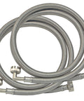 Two 5 Ft Braided Stainless Steel Washing Machine Hoses With Elbows Pack Of 2 3/4 Inch FHT X 3/4 Inch FHT Full Flow High Pressure Connectors
