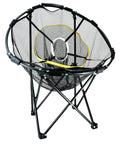 Collapsible Golf Chipping Net 23 Inch Folding Frame With 3 Target Baskets on a portable stand for practice.