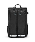 Front view of City Commuter Camera Backpack With 18 Liter Rolltop Closure, Dedicated Mirrorless Camera Rear Compartment, Padded Laptop And Tablet Sleeves, Rugged Black Urban Carry For Daily Commutes