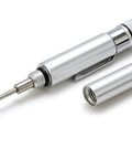 Precision Oiling Pen For Tight Spots And Machinery Titan 15200 with push button control and pocket clip, aluminum body, leak-proof cover.