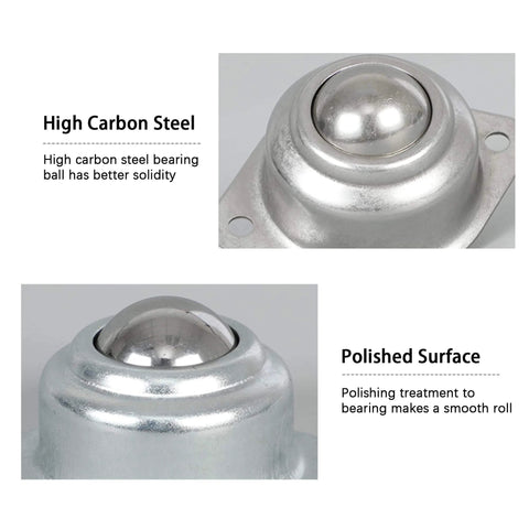 1 Inch Rolling Ball Transfers 16 Pcs Carbon Steel Two Hole Flange Mounted Units for Conveyors close-up view