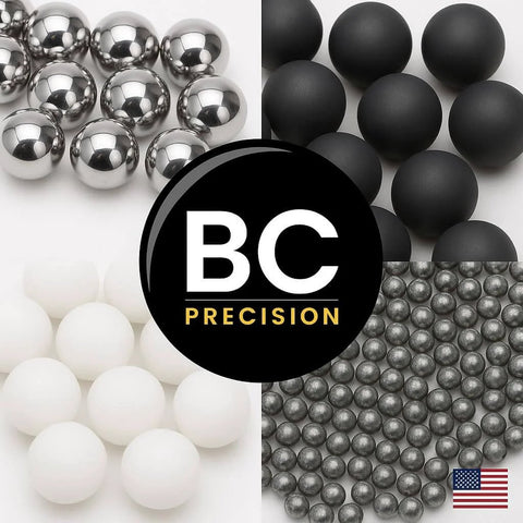 Assorted precision bearing balls, including (25 Qty) 1/2" Inch (0.50") Precision Chrome Steel Bearing Balls G25, in multiple colors.