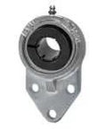 Front view of UEFB209-27NP Accu-Loc 1-11/16 in Wide 3-Bolt Flange Ball Bearing Unit, Nickel Plated Cast Iron Housing, Concentric Collar Lock.