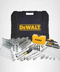 Pro Grade Mechanic Tool Set With Case By DeWalt, 168 Piece Socket Set Metric And Standard, tools displayed with black case