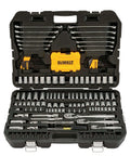 Pro Grade Mechanic Tool Set With Case By DeWalt, 168 Piece Socket Set Metric And Standard, in open case showing tools