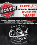 Brand graphic highlighting Gabriel and Fleetline's proven performance in shocks since 1907 over 60 years, durability emphasis.