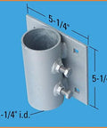 Front view of Heavy Duty Side Leg Pipe Holder For Stationary Dock Galvanized Steel Marine Dock Hardware 11 Gauge Construction.