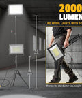 Heavy Duty 10000LM LED Work Light With Stand For Dewalt 20V Battery Not Included 100W Portable Tower Flood Light On Tripod