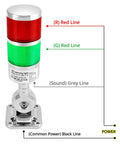 Industrial 12-24V LED Stack Tower Light With Buzzer, 2-Stage Beacons, 360 Degree Prism Lens, IP54, NEMA 5 Rated, front view