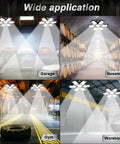 Two Pack 200W LED Garage Lights Ultra Bright 20000LM 6500K Shop Ceiling Lights with Six Plus One Deformable Panels in use