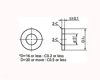 Dimensional diagram for SWA-12-30-5-AW NBK Adjust Metal Washer - Steel - Ferrosoferric Oxide Film 10-Pack Washer Made in Japan.
