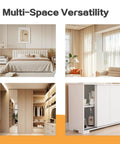 Collage showing a bedroom, living room, walk-in closet, and cabinet, emphasizing multi-space versatility for interior design.