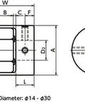Technical diagram of NBK Japan MJC-20CS-RD 4mm to 6mm Jaw-type Flexible Coupling with dimensions