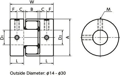NBK Japan MJC-30-BL 8mm to 1/2" Jaw-type Flexible Coupling - Buy Bearings online - Fast US Shipping