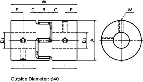 NBK Japan MJC-40-BL 9.525mm to 14mm Jaw-type Flexible Coupling - Buy Bearings online - Fast US Shipping