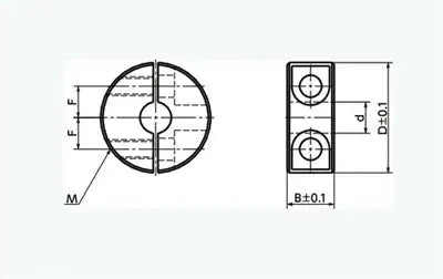 NSCSS-3-8-C NBK Set Collar Split type - Steel Ferrosoferric Oxide Film One Collar Made in Japan dimensions diagram