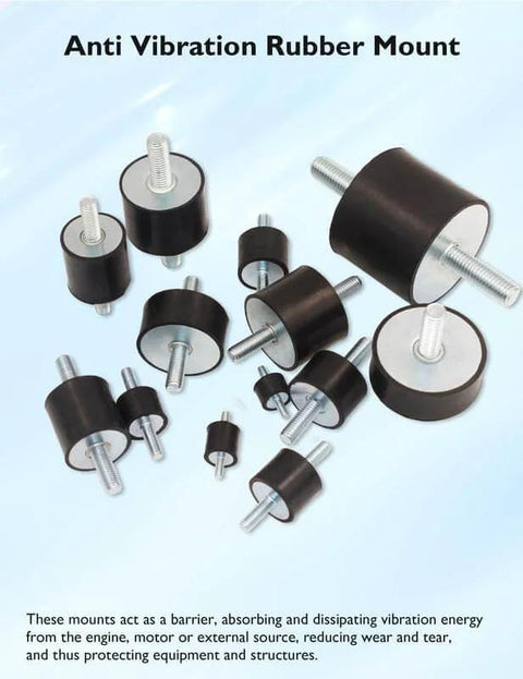Premium M4 rubber vibration isolator mounts with double stud design displayed in various sizes