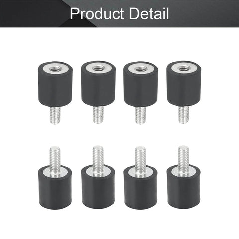 Eight-piece rubber shock absorbers isolate vibration for motors, generators, pumps and vehicles, with 15x15mm mounts