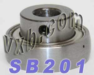 SB201 Bearing 12mm Bore Insert Mounted Bearing with set screws, steel material, side view