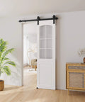 4FT Sliding Barn Door Hardware Kit for Single Doors up to 24 Inch, Easy Install Shown Installed in White Living Room
